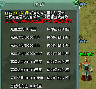 传奇网页游戏红钻等级